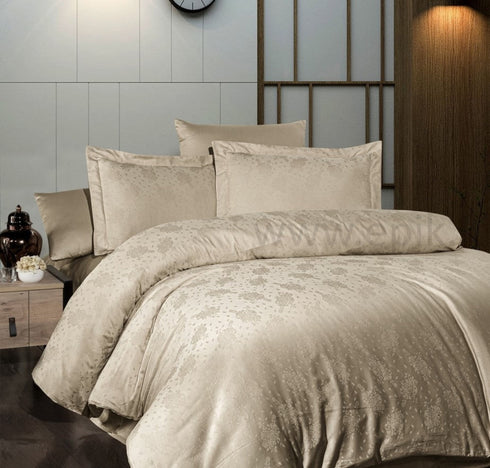 Exclusive žakardinio satino "Jacquard Collection" patalynės komplektas "Marelda Cappuccino", kapučino  spalvos
